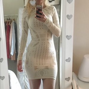 Bebe white bodycon dress. Petite small.